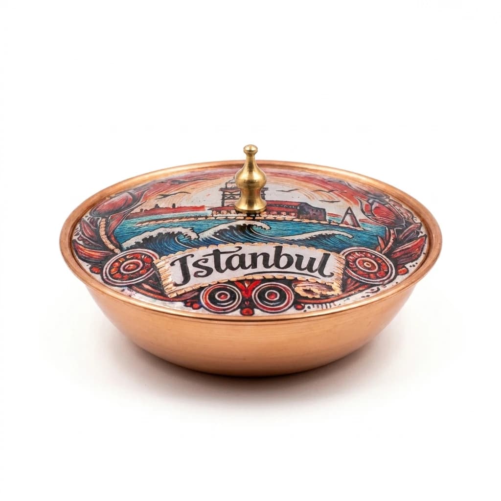 Anadolu Motifli Bakır Şekerlik