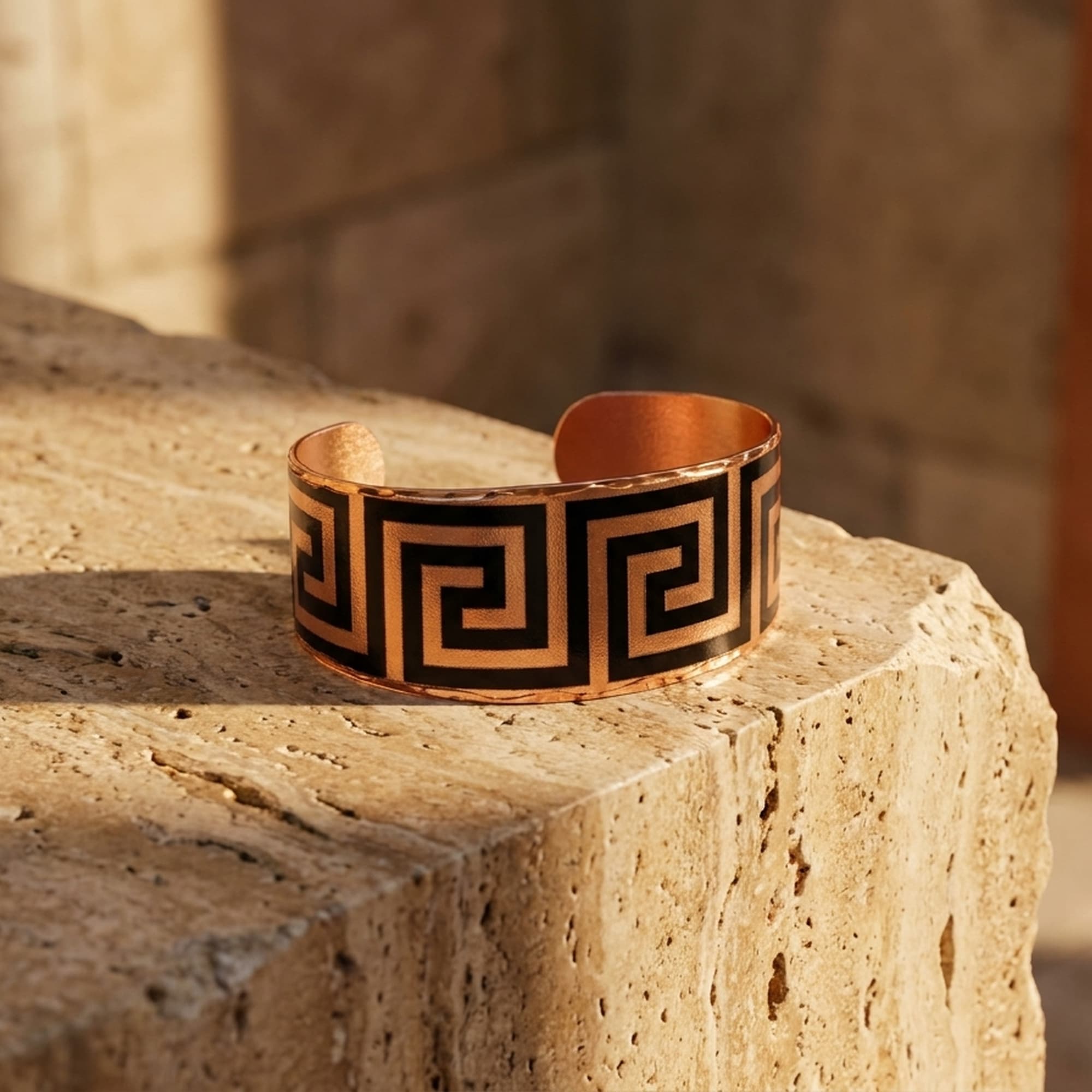 Zigzag Desenli El Yapımı Bakır Bileklik