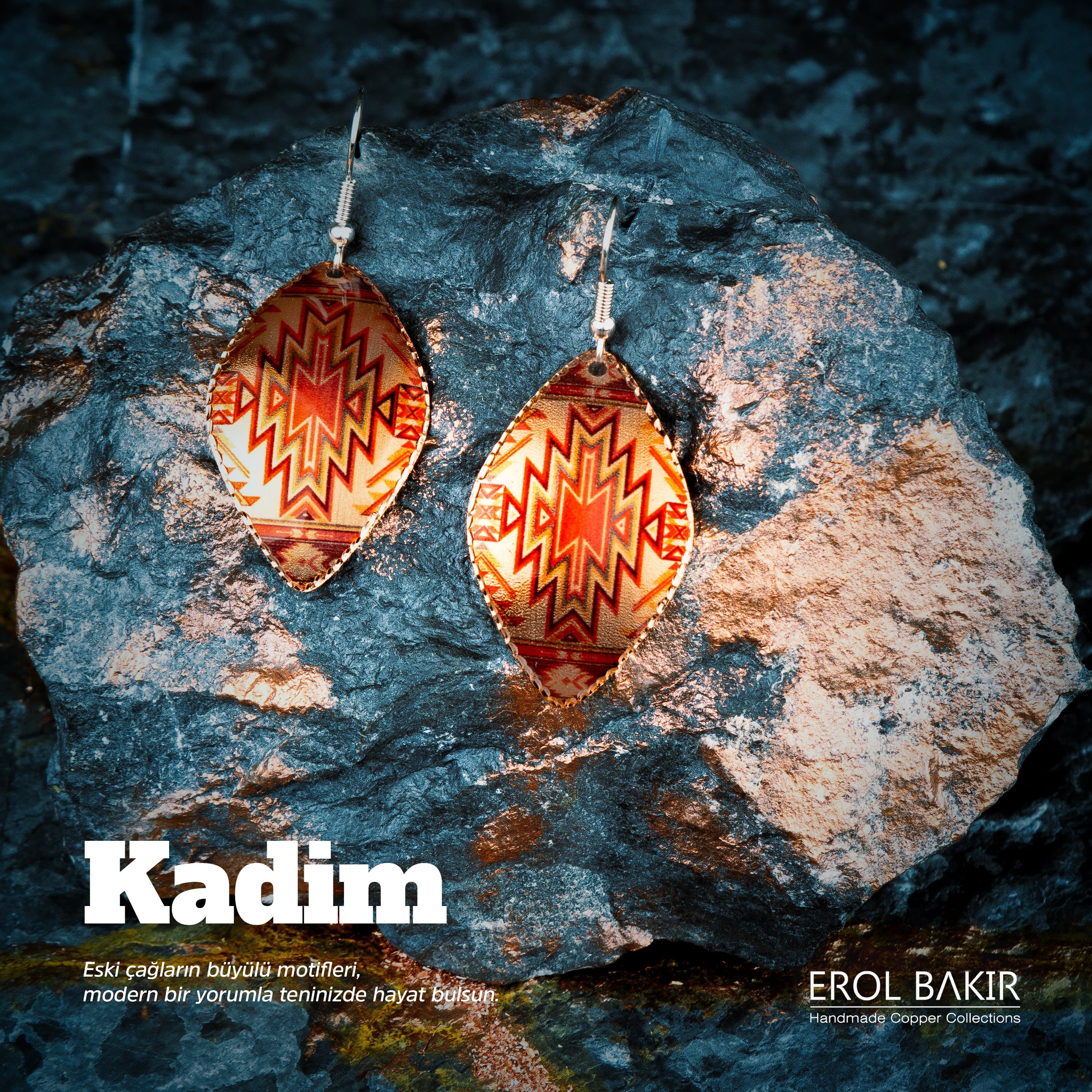 Kadim Bakır Aztek Küpe