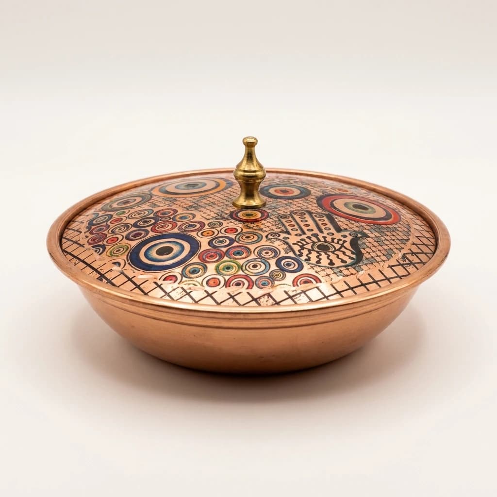 Küçük El Dövme Bakır Şekerlik - 3