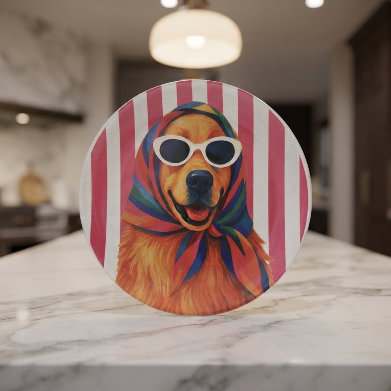 Köpek Temalı El Yapımı Bakır Tabak - 2