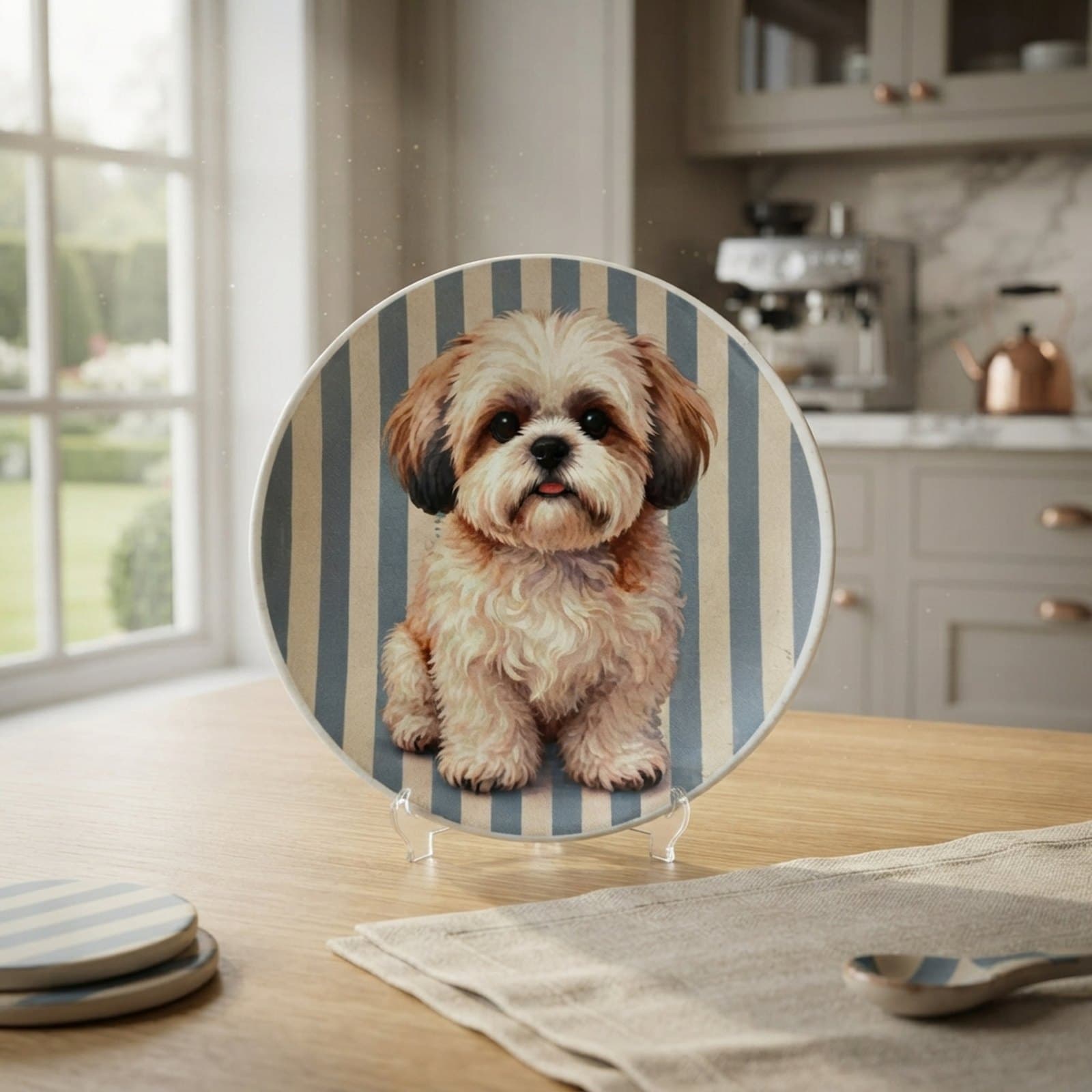 El Yapımı Köpek Temalı Bakır Tabak