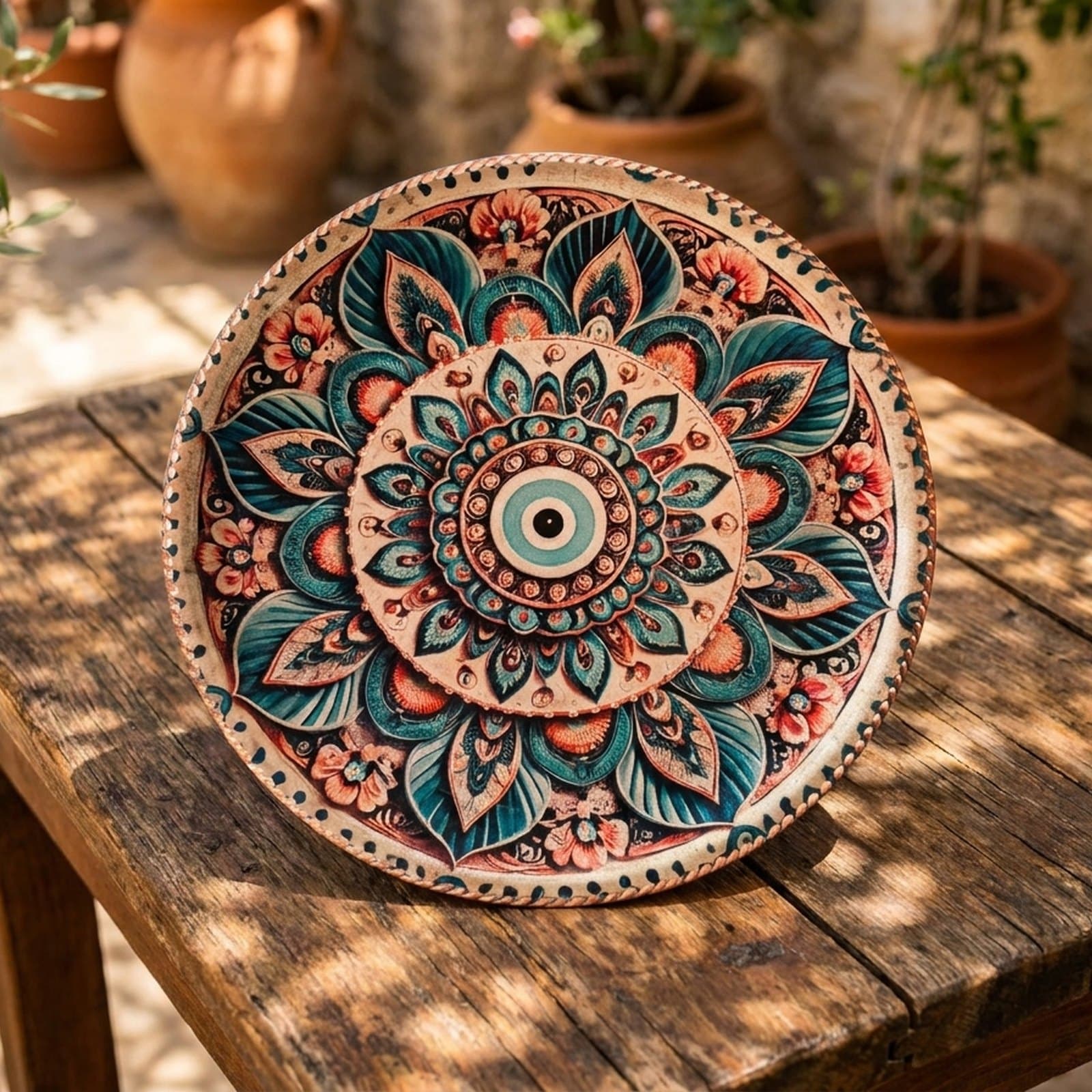 El Yapımı Bohem Bakır Tabak