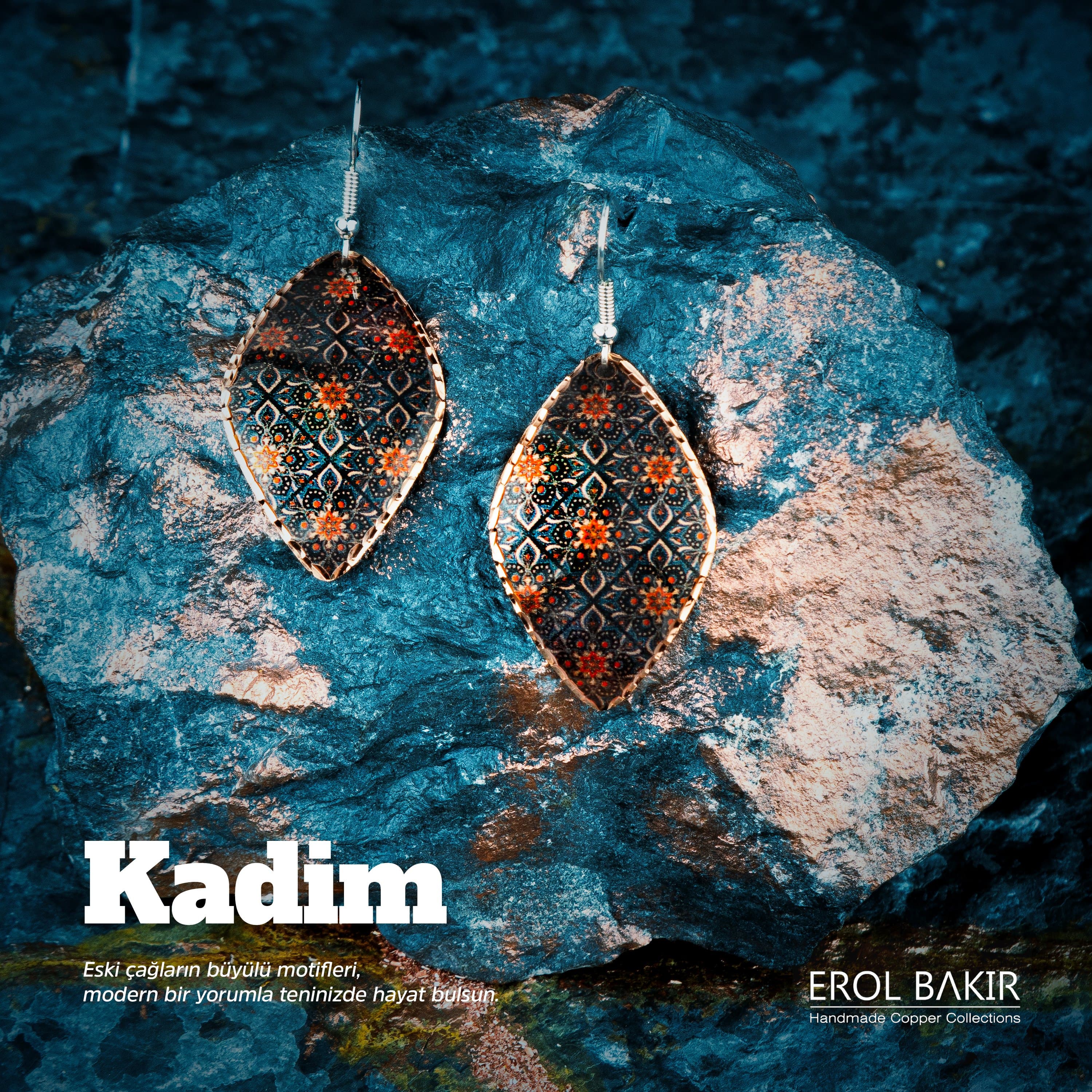 Bakır Aztek Desen Küpe