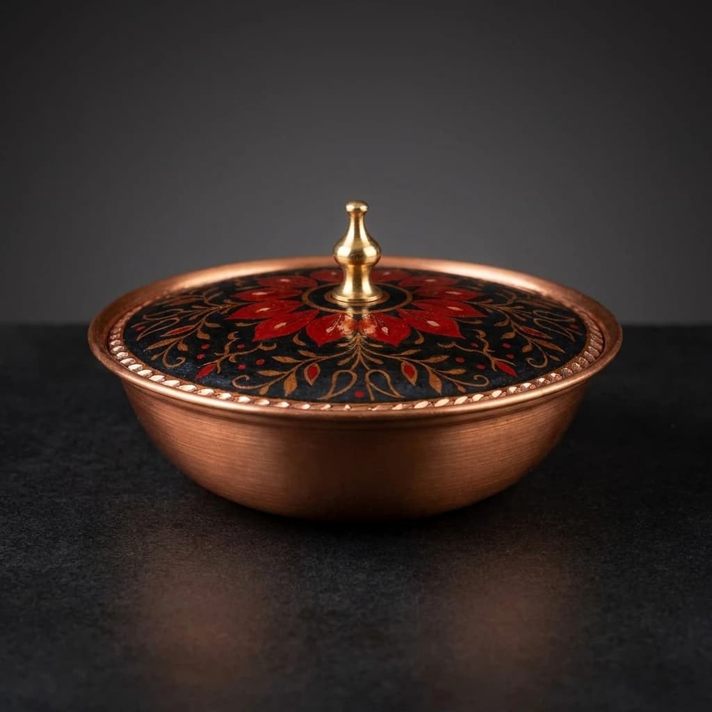 Küçük El Dokuması Bakır Şekerlik - 3