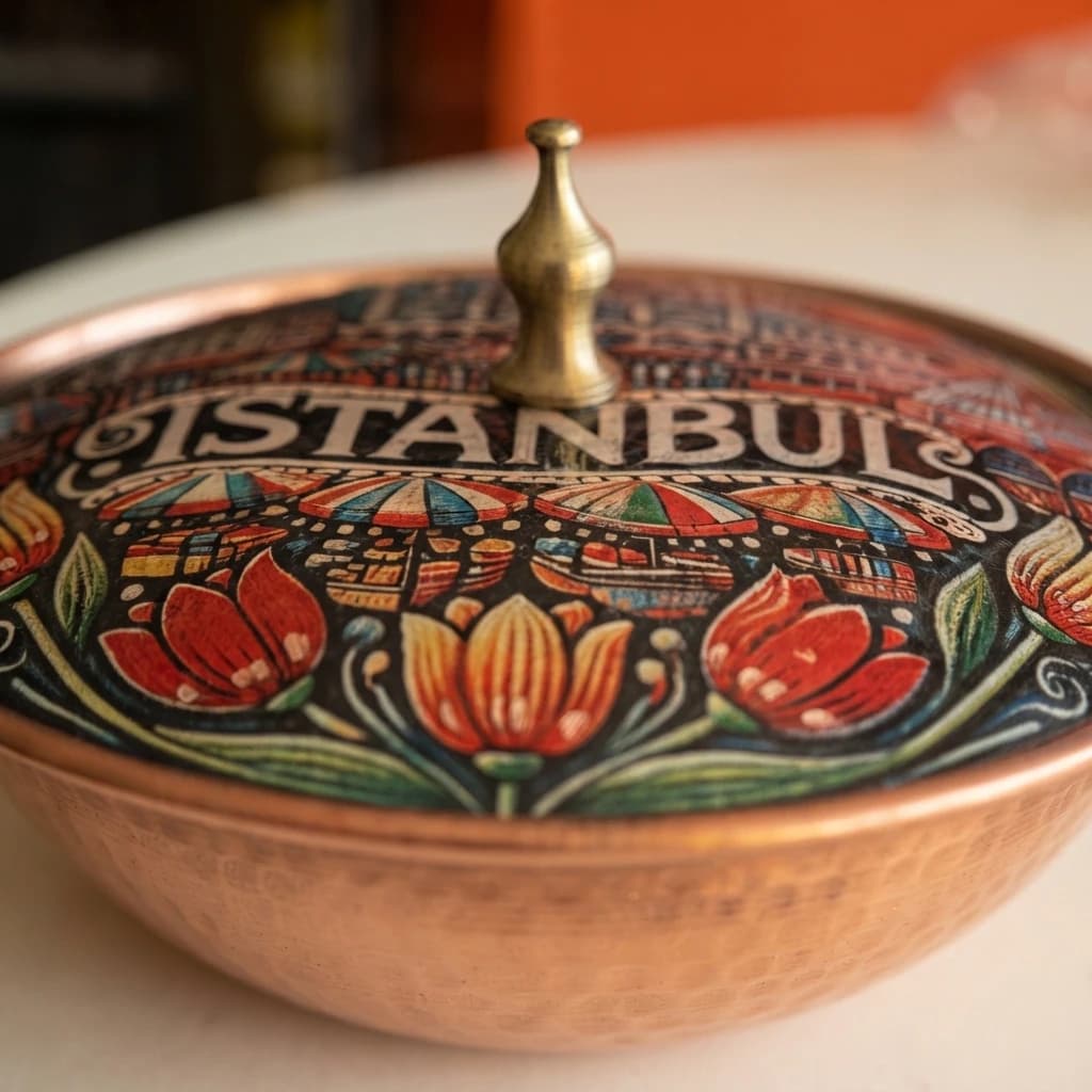 Büyük El Dövme Bakır Şekerlik - 2