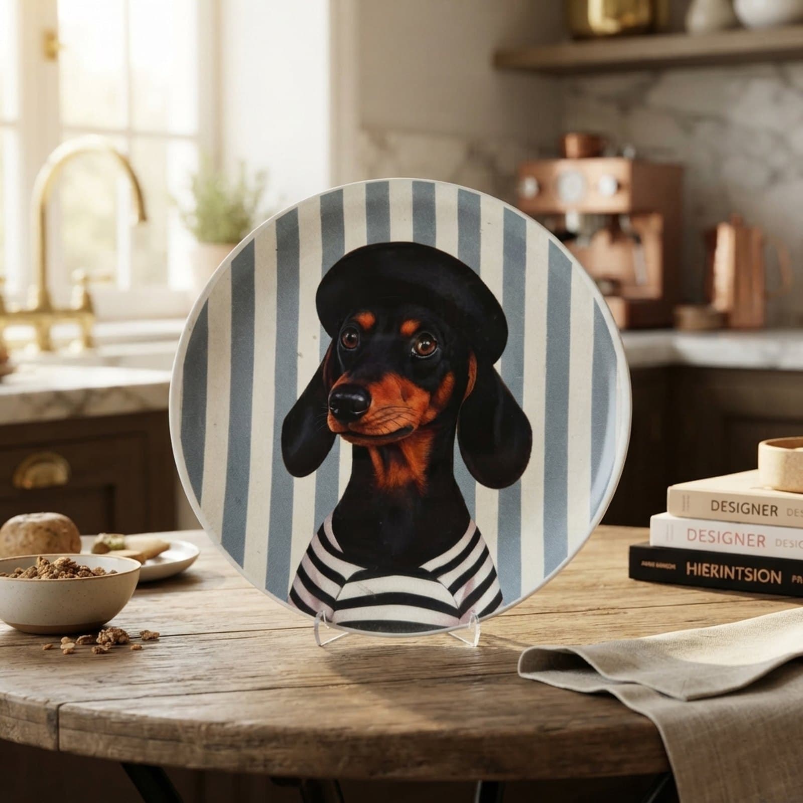 El Yapımı Köpek Temalı Bakır Tabak - 2