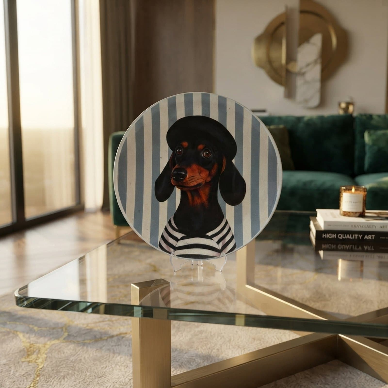 El Yapımı Köpek Temalı Bakır Tabak - 4