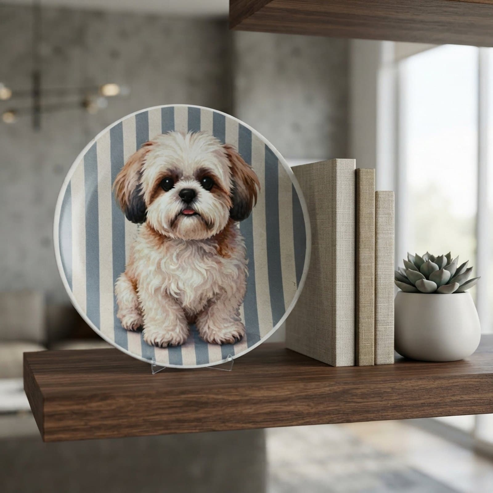 El Yapımı Köpek Temalı Bakır Tabak - 2