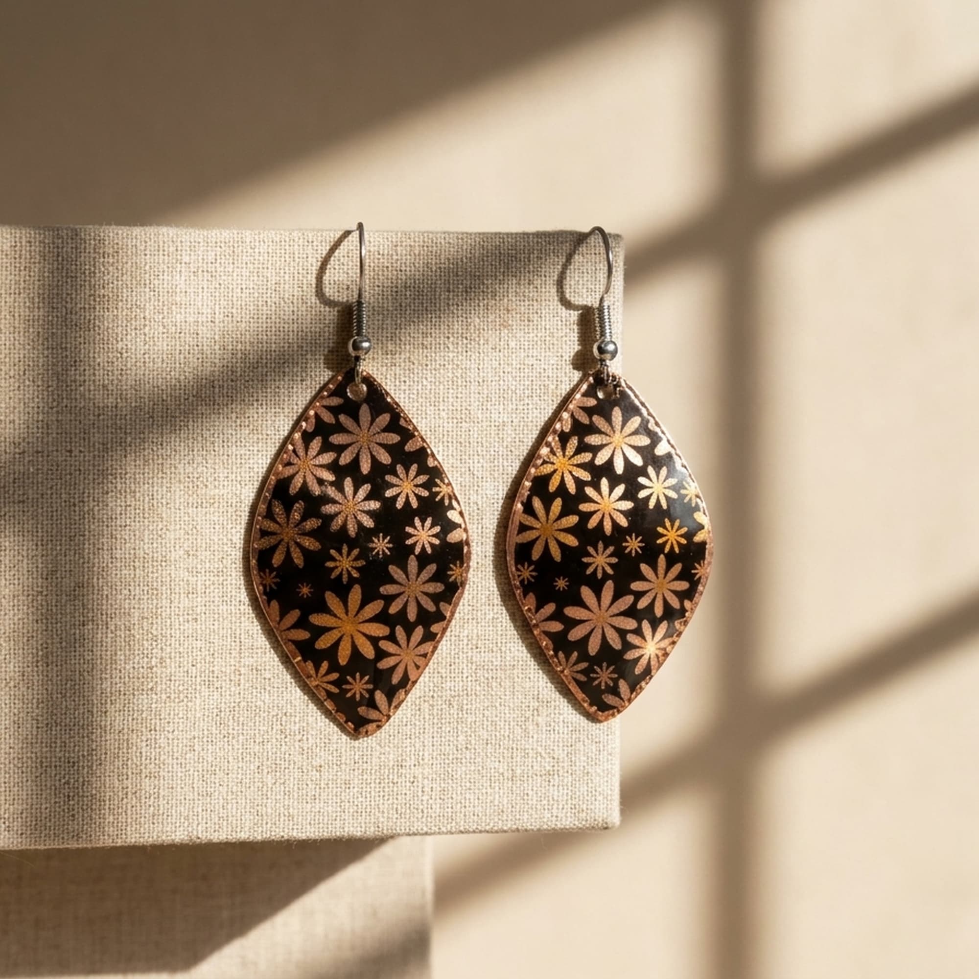 Geometrik Motif Bakır Küpe - 2