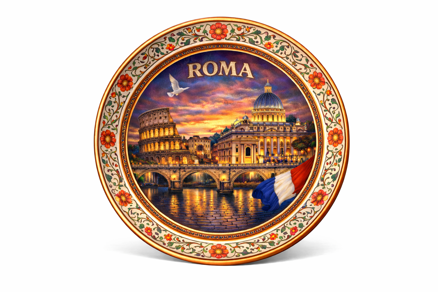 Roma Esintili El Yapımı Bakır Dekoratif Tabak